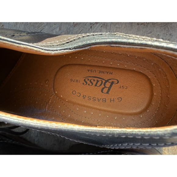 G.H. Bass Bond 9.5M Black Leather Plain Toe Oxford Dress Shoes - Picture 2 of 6